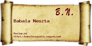 Babala Neszta névjegykártya